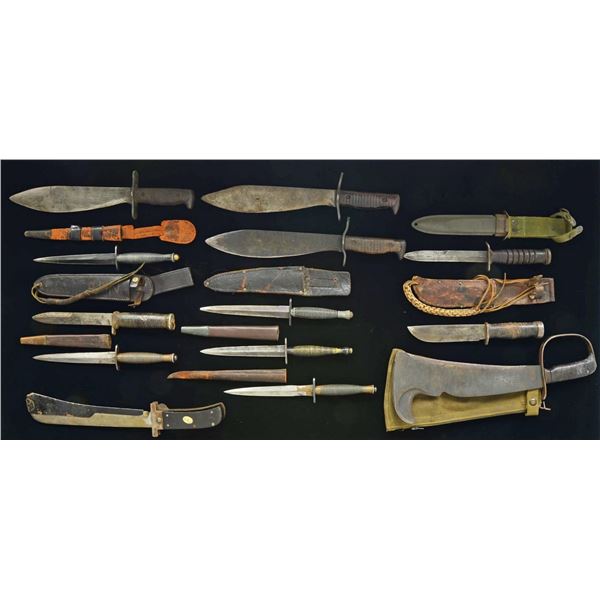 13 FIGHTING KNIVES & SURVIVAL MACHETES.