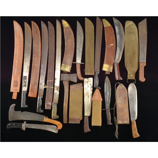 33 MOSTLY US MACHETES & BOLO KNIVES.