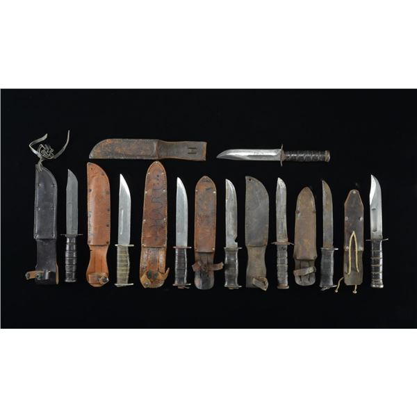 8 WWII US MILITARY FIGHTING KNIVES.