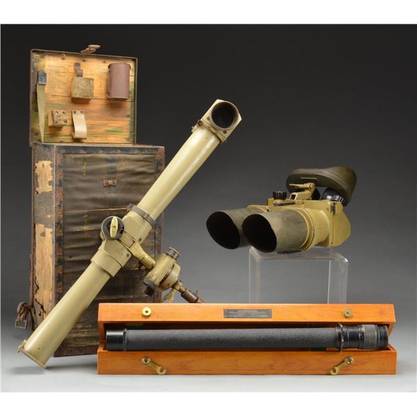WWII GERMAN BINOCULARS, TRENCH PERISCOPE & RANGE