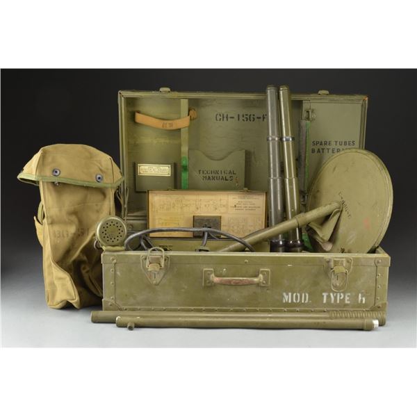 US WWII MINE DETECTOR SET & 2 TANK TELESCOPES.