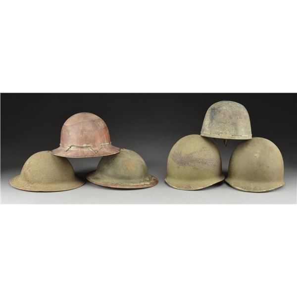 10 WWII HELMETS.