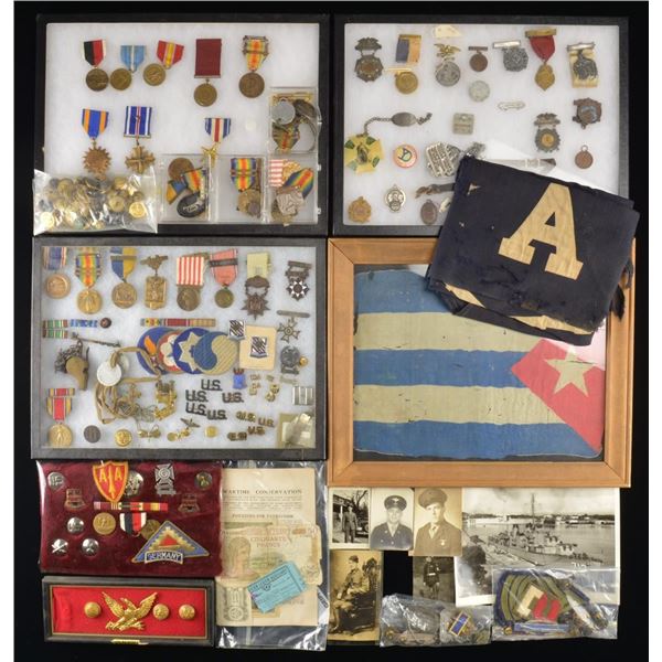 MILITARY MEDALS, PATCHES, EDGED WEAPONS, FLAGS &