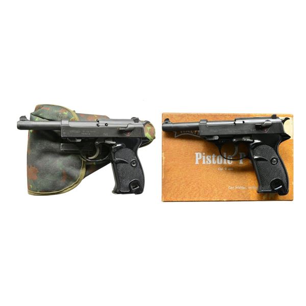 2 WALTHER MODEL P1 STYLE SEMI AUTO PISTOLS.