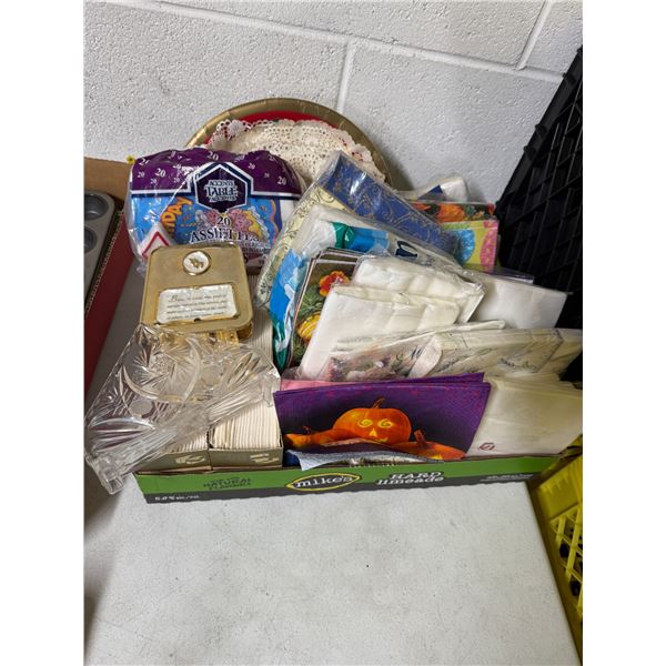 Assorted napkins, etc.