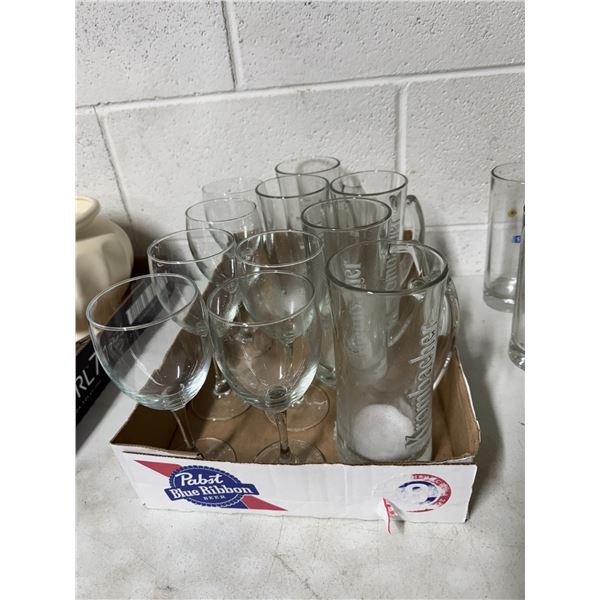 Pint and wine glasses