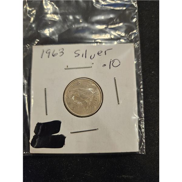 1963 Silver 10 cent coin