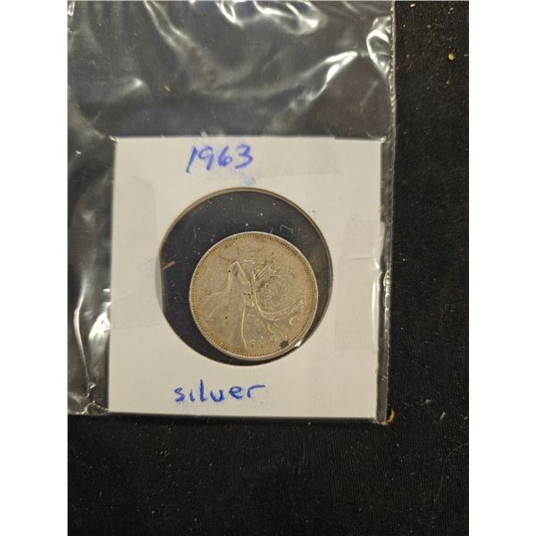 1963 Silver 25 cent coin