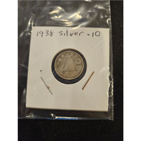 1938 Silver 10 cent coin