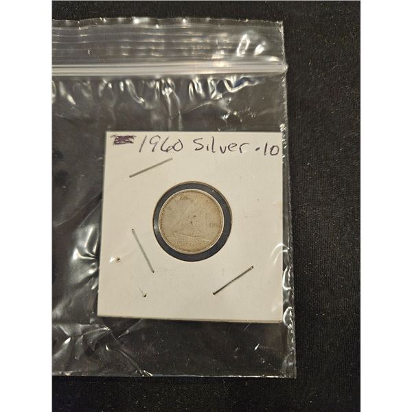 1960 Silver 10 cent coin