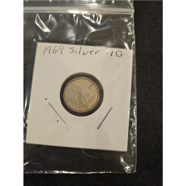 1969 Silver 10 cent coin