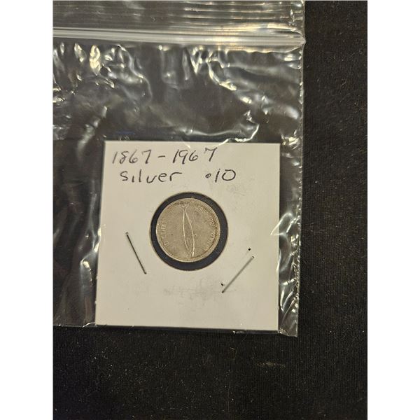1867-1967 Silver 10 cent coin