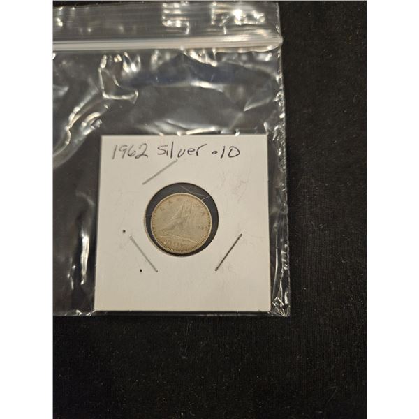1962 Silver 10 cent coin