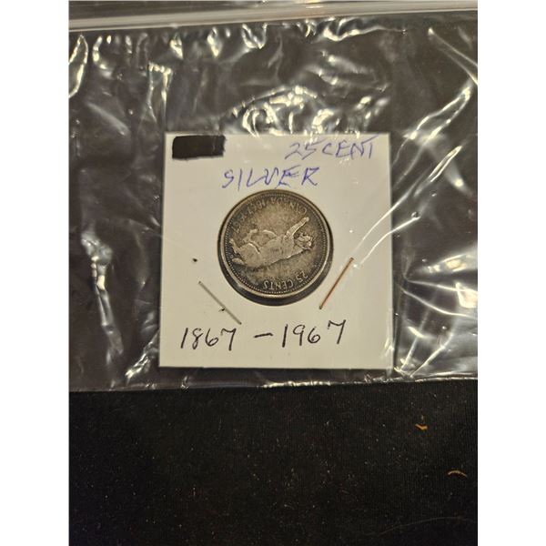 1867-1967 Silver bobcat 25 cent coin