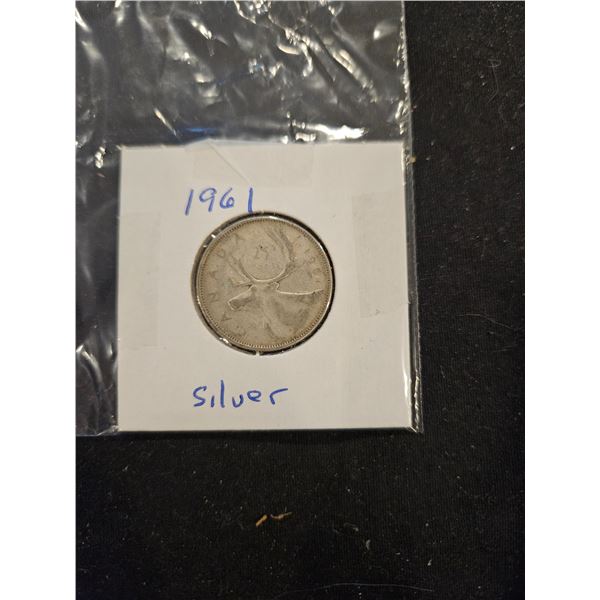 1961 Silver 25 cent coin