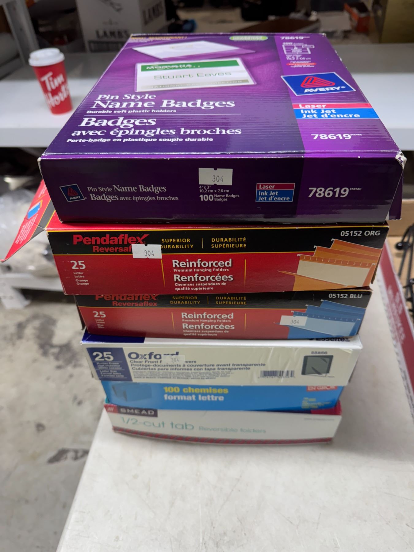 File folders name, tag badges, clear front covers, etc.