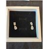 Image 2 : Platinum plated 4.0ct pear cut + 2.0ct emerald cut dangle earings