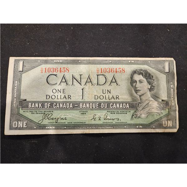 1954 $1 Canadian bill