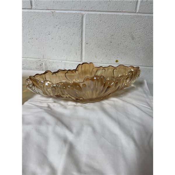 Jeanette Glass  Co Marigold/peach gondola fruit bowl