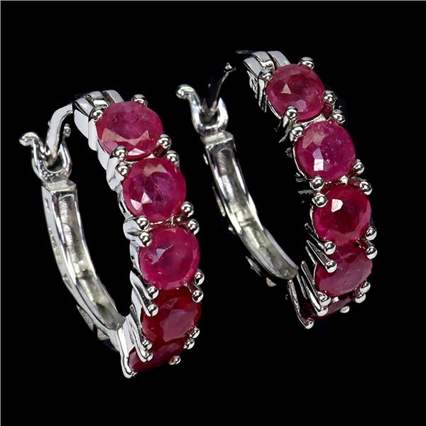 Natural Red Ruby Earrings