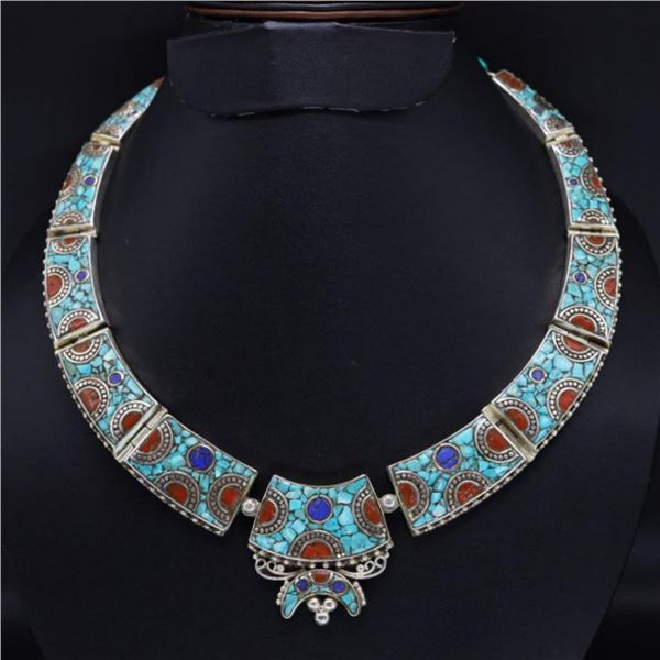 Tibet Natural Stone Tribal Queen Royal Necklace