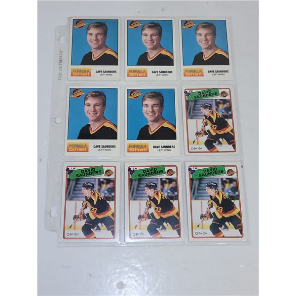 Sheet of Vancouver Canuck Hockey Cards