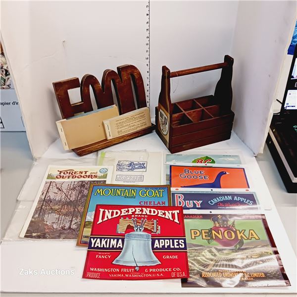 Vintage Lot of Kitchen Items *Wooden Book Stand & Posters