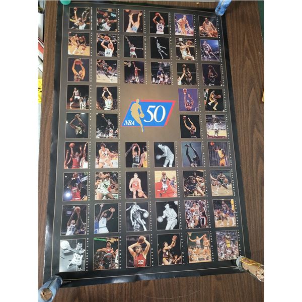 Vintage NBA 50 Basketball Greats Poster