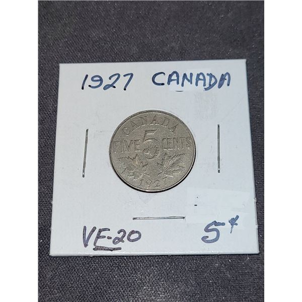 1927 Canada King George V 5 Cent Coin
