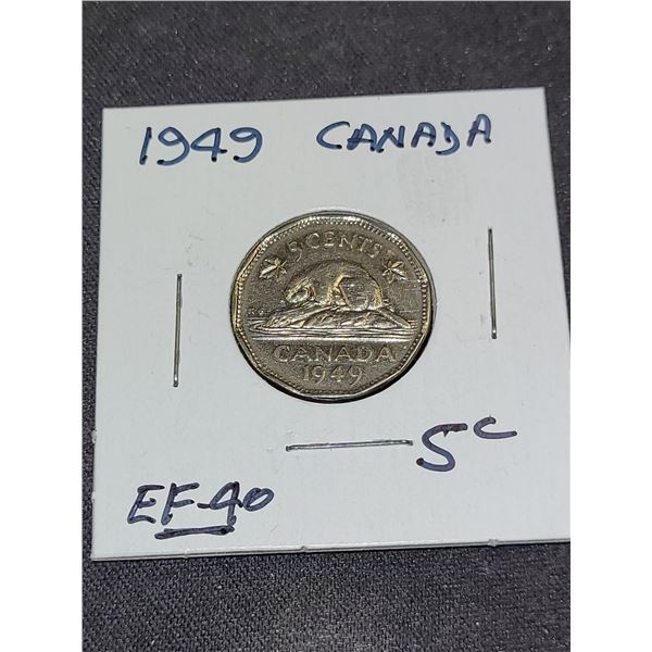 1949 Canada King George Vl 5 Cent Coin