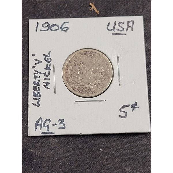 1906 Usa IIberty Head Nickel (5 Cent)