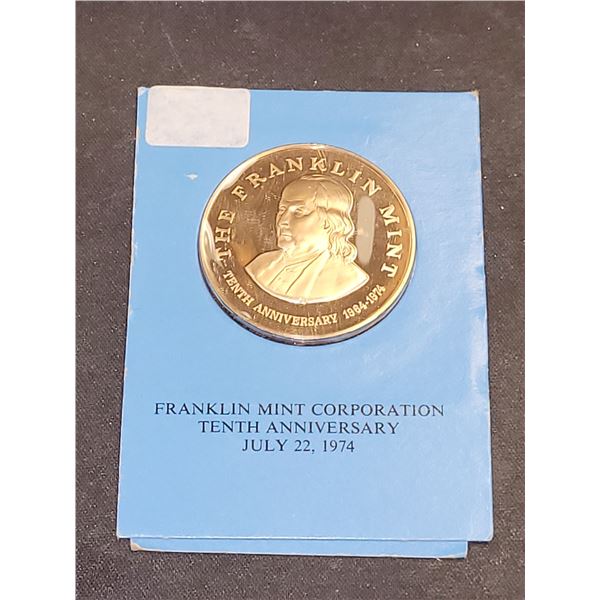 1974 Franklin Mint Tenth Anniversary Solid Bronze Medallion