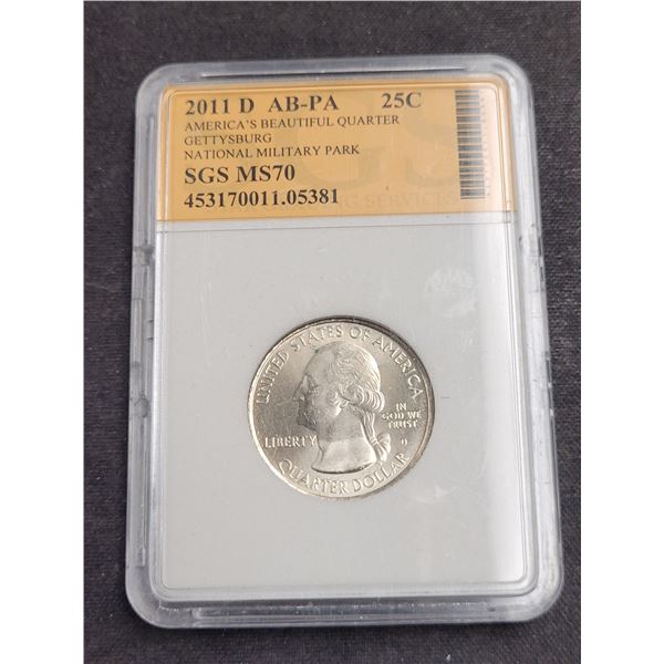 2011-D Usa IIberty Gettyburg National Military Park 25 Cent Coin