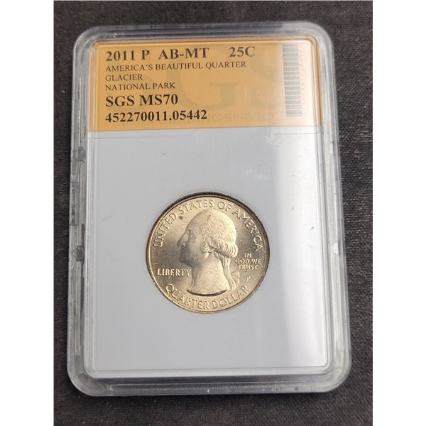 2011-P Usa IIberty Glacier National Park 25 Cent Coin