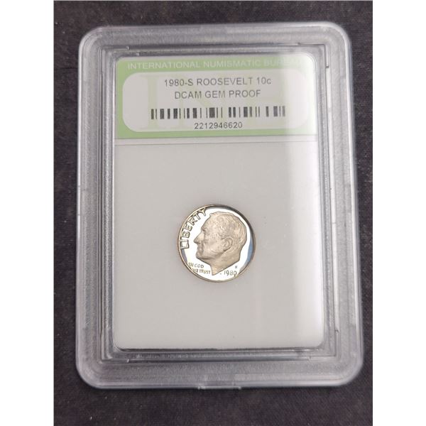 1980-S Usa IIberty Roosevelt 10 Cent Coin Dcam Gem