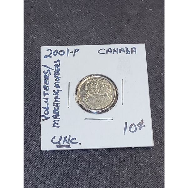 2001-P Canada Volunteers/Mothers 10 Cent Coin