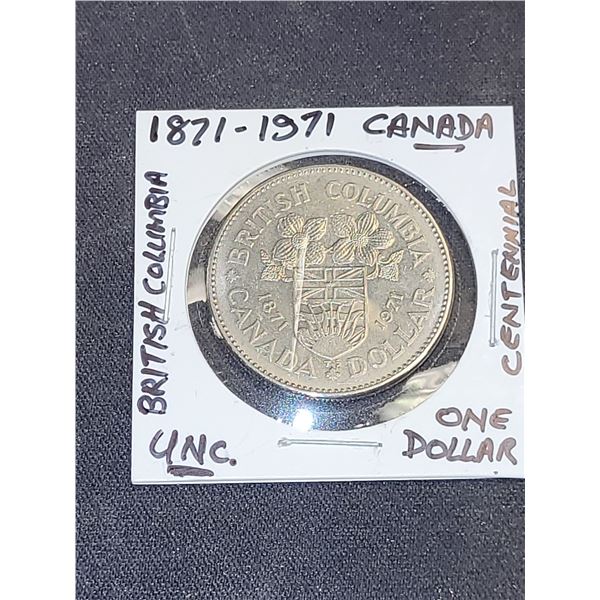 1971 Canada British Columbia Centennial $1.00 Coin