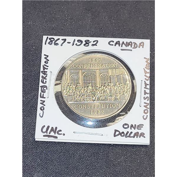 1982 Canada Queen Elizabeth Il Confederation/Constitution $1.00 Coin