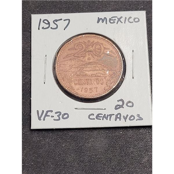 1957 Mexico 20 Centavos Coin