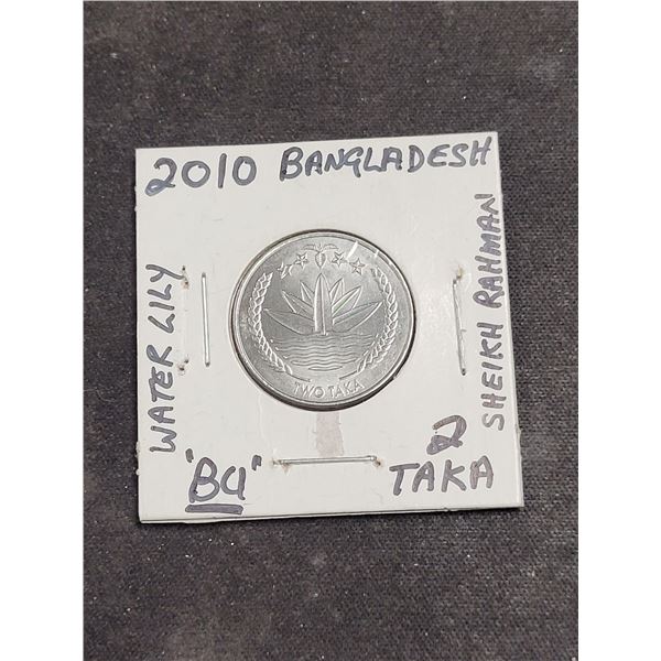 2010  Bangladesh Sheikh Rahman/Water IIly  2 Taka Coin