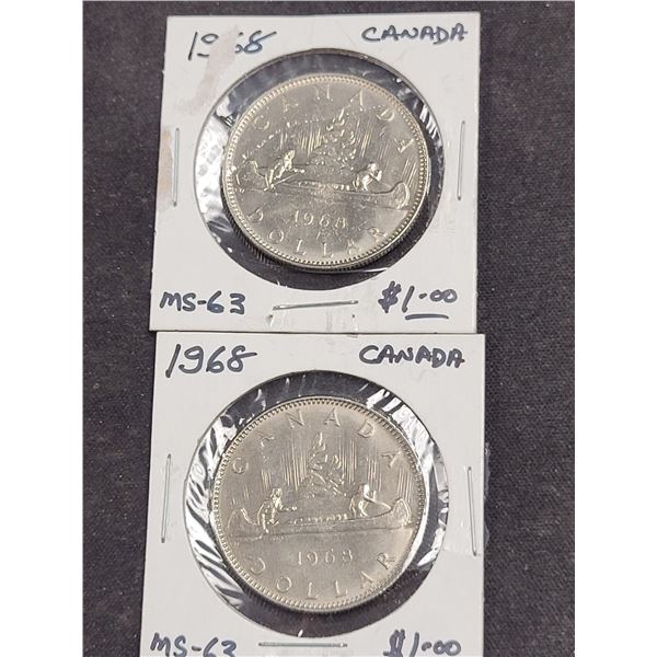 1968  Canada Queen Elizabeth ll $1.00 Coin