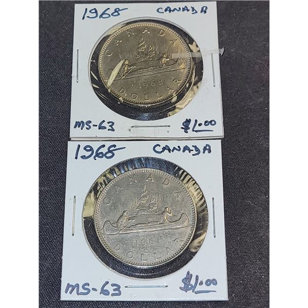 1968  Canada Queen Elizabeth ll $1.00 Coin