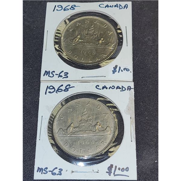 1968  Canada Queen Elizabeth ll $1.00 Coin