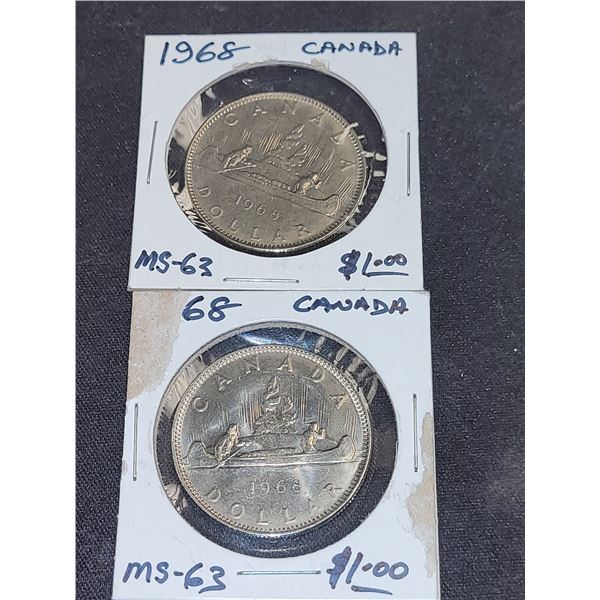 1968  Canada Queen Elizabeth ll $1.00 Coin