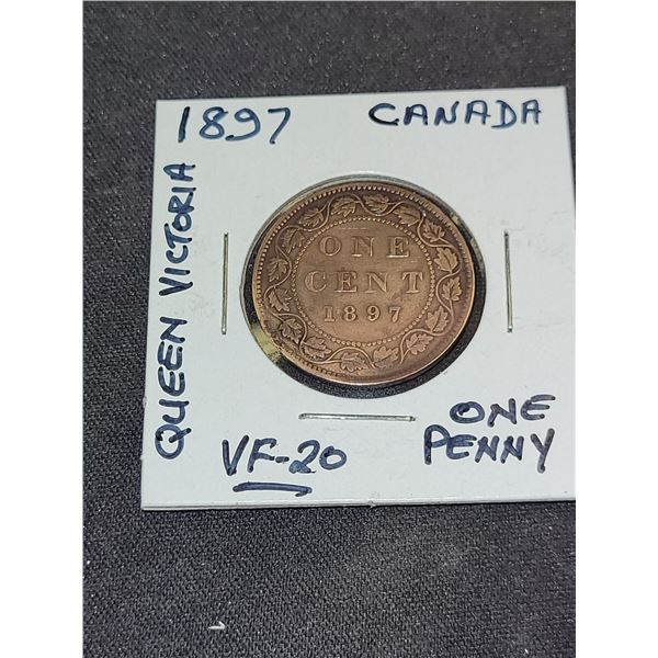 1897  Canada Queen Victoria One Penny Coin
