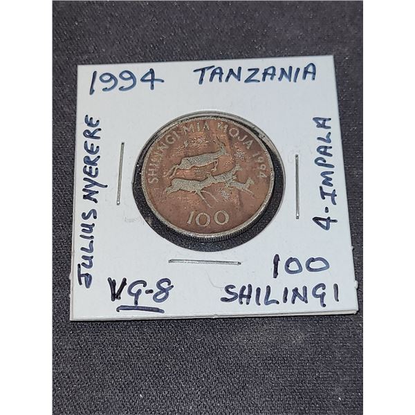 1994 Tanzania Bust Of Julius Nyerere/4-Impala 100 Shilingi Coin
