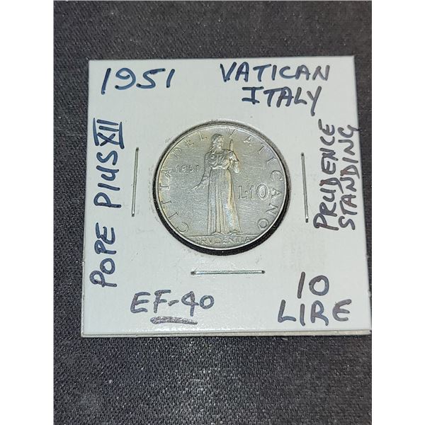 1951   Vatican City (Italy) Pope Pius Xll 10 IIre Coin