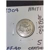 Image 2 : 1904  Haiti Coat of Arms 5 Centimes Coin -