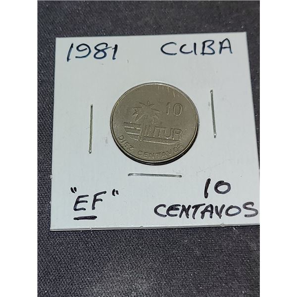 1981  Cuba 10 Centavos Coin