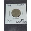 Image 1 : 1981  Cuba 10 Centavos Coin